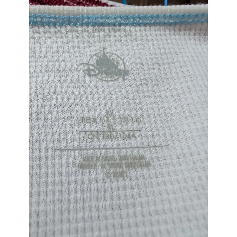 Women's Disney Japan Mickey & Minnie LOVE Shirt XL White Long Sleeve thermal NEW - Picture 7 of 11